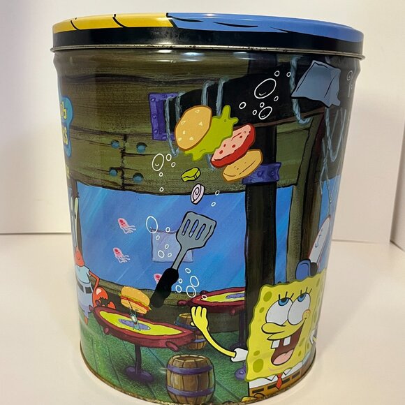 SpongeBob Doritos Chip Tin With Lid Viacom 2004 Vintage Large Metal Can 11.5"x10 - Picture 8 of 15